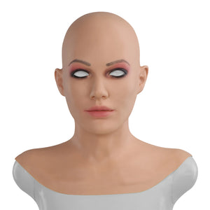 Realistic Silicone Mask With Neck Head Cover Makeup Crossdresser Cosplay Beauty Mask Collection Male to Female Full Head Mask