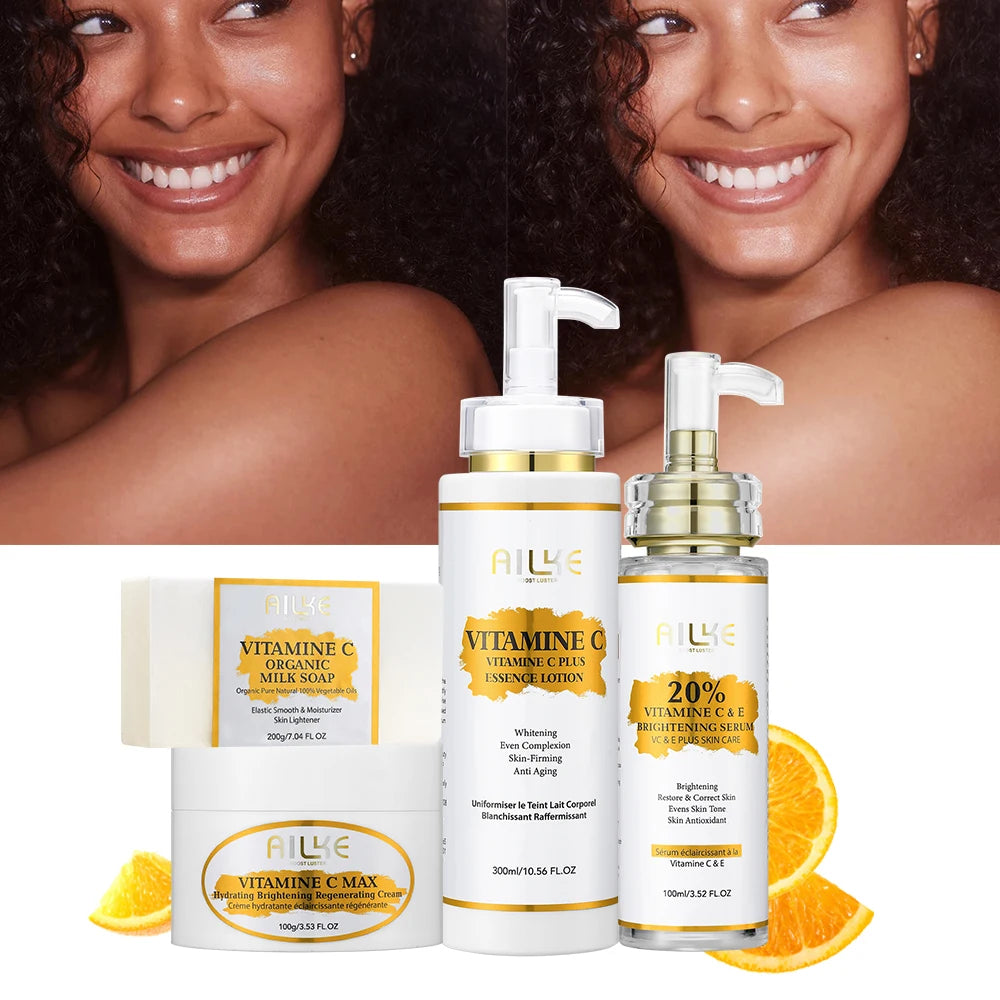 Hot Trend Vault AILKE Vitamin C skincare set with brightening serum and soap for all skin types, moisturizing and even tone.