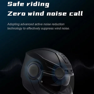 Wireless motorcycle headset with noise cancelling for riders by Hot Trend Vault, showing the sleek black design with control buttons.