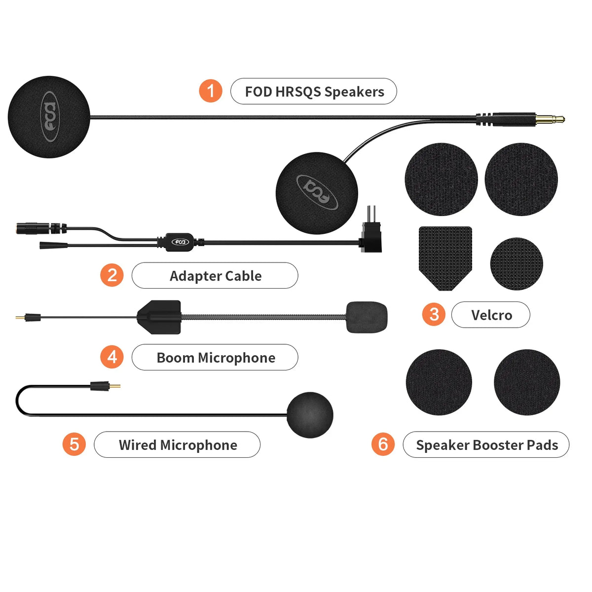 2 pcs Fodsports FX7 Mesh Motorcycle Intercom Bluetooth Helmet Headset BT5.4