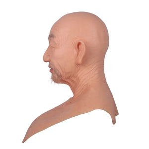 Silicone Old Man Mask Realistic Silicone Full Head Face Mask Party Prop Cosplay Male Hood Headwear for Halloween Cosplay