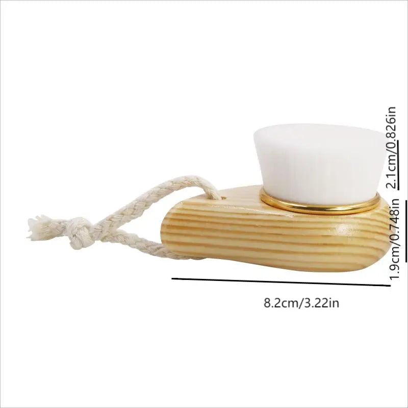 Facial Cleansing Brush, Wooden Handle Soft Bristle Face Brush, Cleaning Device, Soft Bristle Manual Multi-Bristle Brush