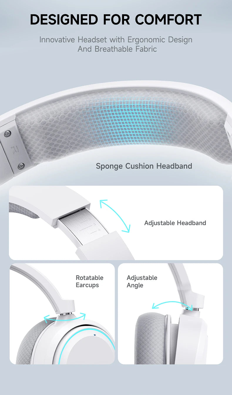 Picun G2 2.4GHz Bluetooth Wireless Gaming Headset For PC PS4 PS5 Phone Switch 5ms Low Latency 7.1 Surround Wired Headset ENC Mic