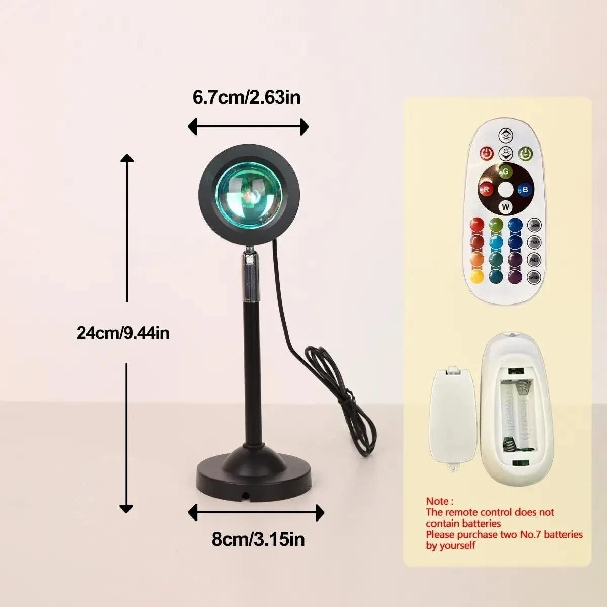USB sunset projection night light lamp by Hot Trend Vault casting a warm glow for relaxing bedroom ambiance.