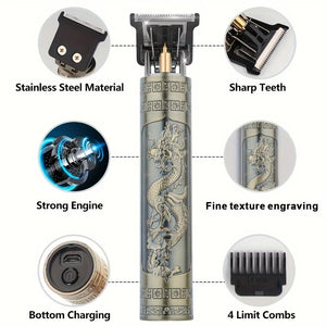 Hot Trend Vault Hair Clipper Pro Vintage T9 Edition with stainless steel blades and fast charging, ideal for home and barber use.