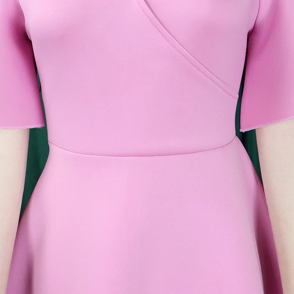 Elegant Dresses for Women V Neck Flare Sleeve High Waisted Pleated A Line Mid Calf Luxury Birthday Party Dinner Vestidos Mujer