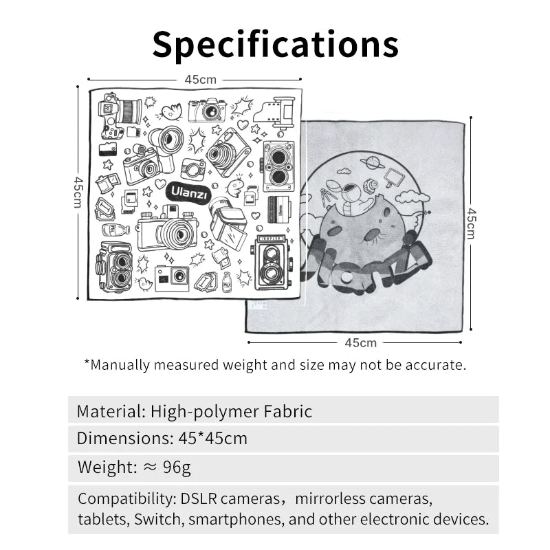 Ulanzi Double-sided Printing Protective Wrap Camera Smartphone Cleaning Cloth for Camera Smartphone Tablet Fill Light