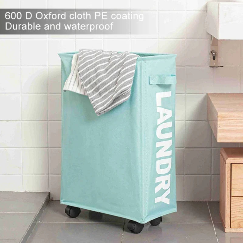 Laundry Basket with Wheels Large Capacity Yoga Mat Storage Basket Multifunctional Foldable Waterproof Dirty Clothes Storage Bag