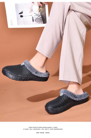 Couple Style Men's and Women's Cotton Slippers Winter Warm Plus Velvet Thickened Clogs Mule Shoes