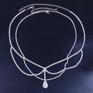 Crystal bridal headwear featuring a stone fans bling forehead chain with elegant design for women by Hot Trend Vault.