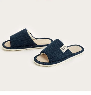 Home Linen Slippers For Women Autumn Winter Comfortable Open Toed Breathable Bedroom Shoes For Men And Women