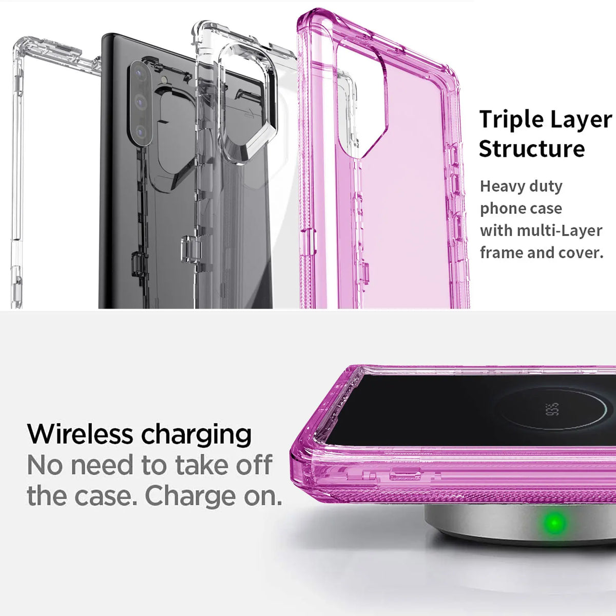 For Samsung Galaxy Note10/Plus Transparent Case Shockproof Cover And 2pcs Tempered Glass Screen Protector Case Friendly Clear