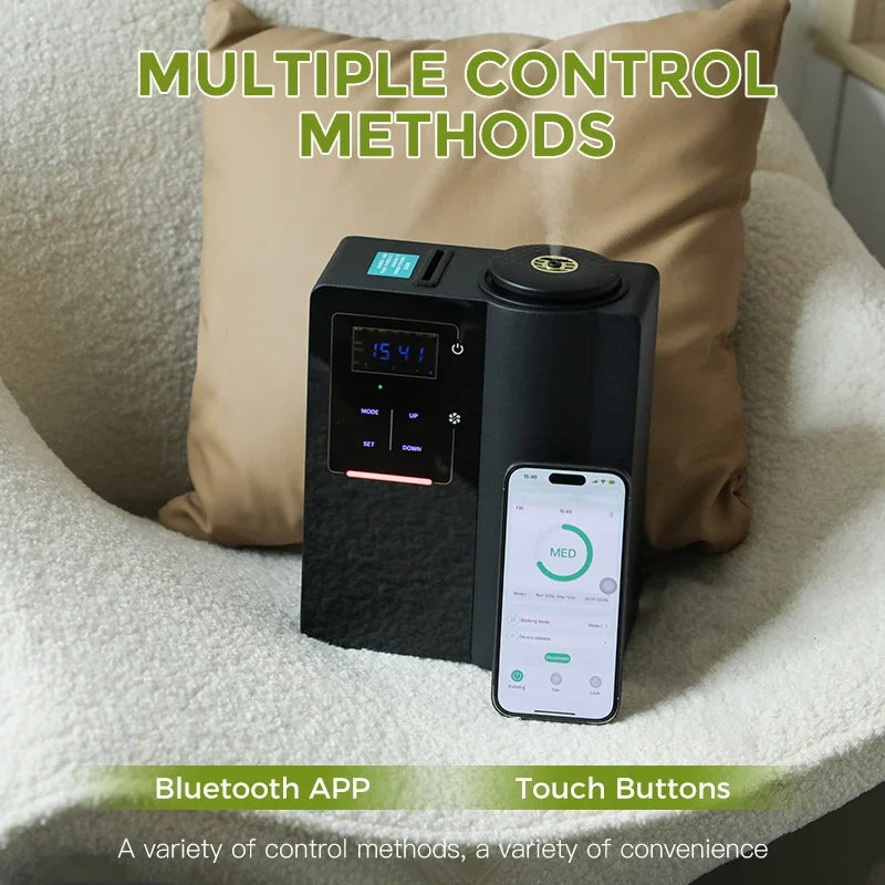 LuxPerfume Bluetooth app-controlled aroma diffuser with 200ml aluminum body, designed for easy scent diffusion.