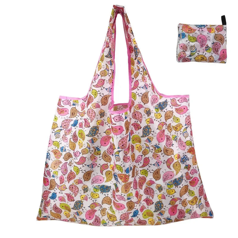 Reusable foldable shopping bag by Hot Trend Vault, large eco-friendly tote with washable, heavy-duty design for women.