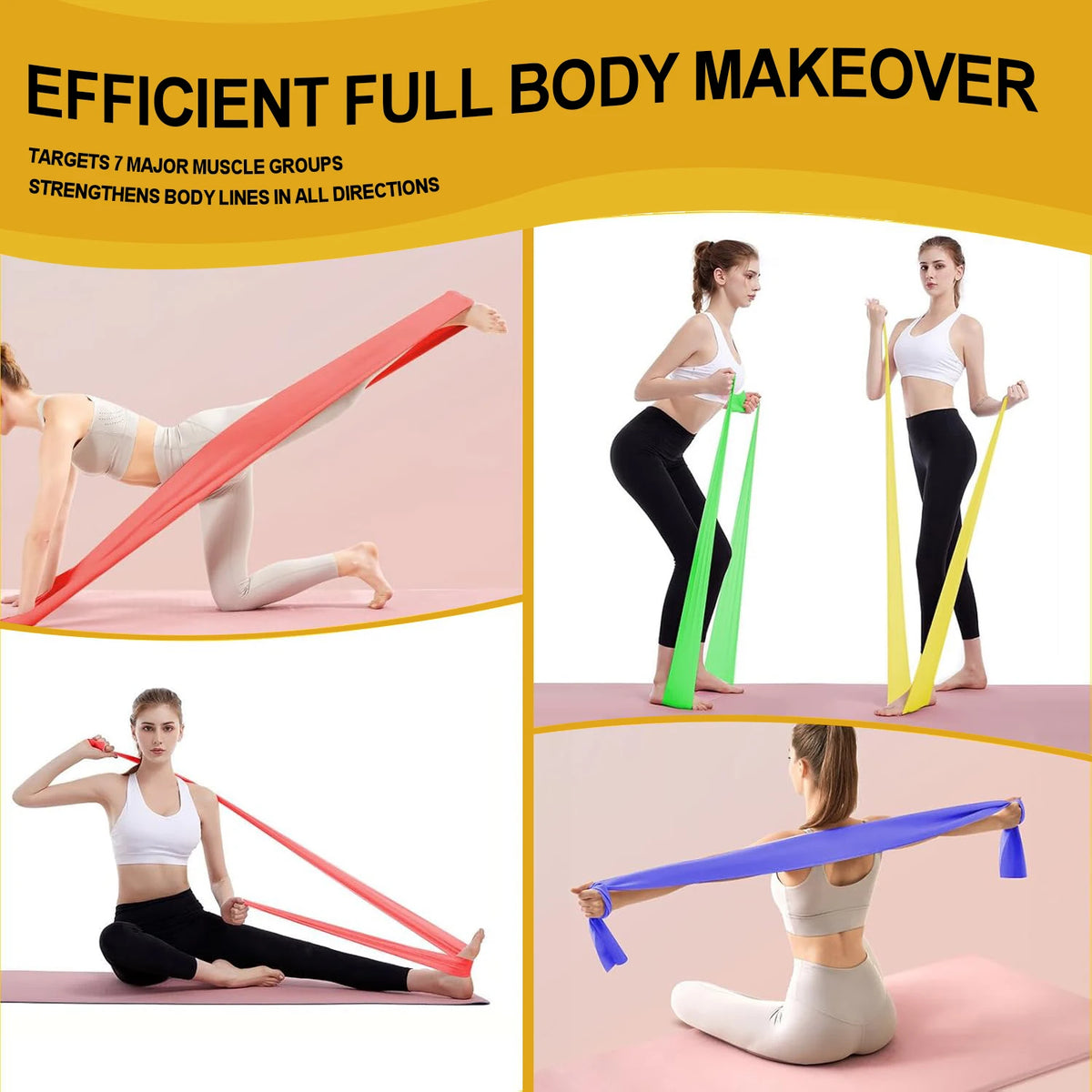 Hot Trend Vault resistance bands set for home fitness, yoga, Pilates, and rehab exercises with elastic exercise bands.