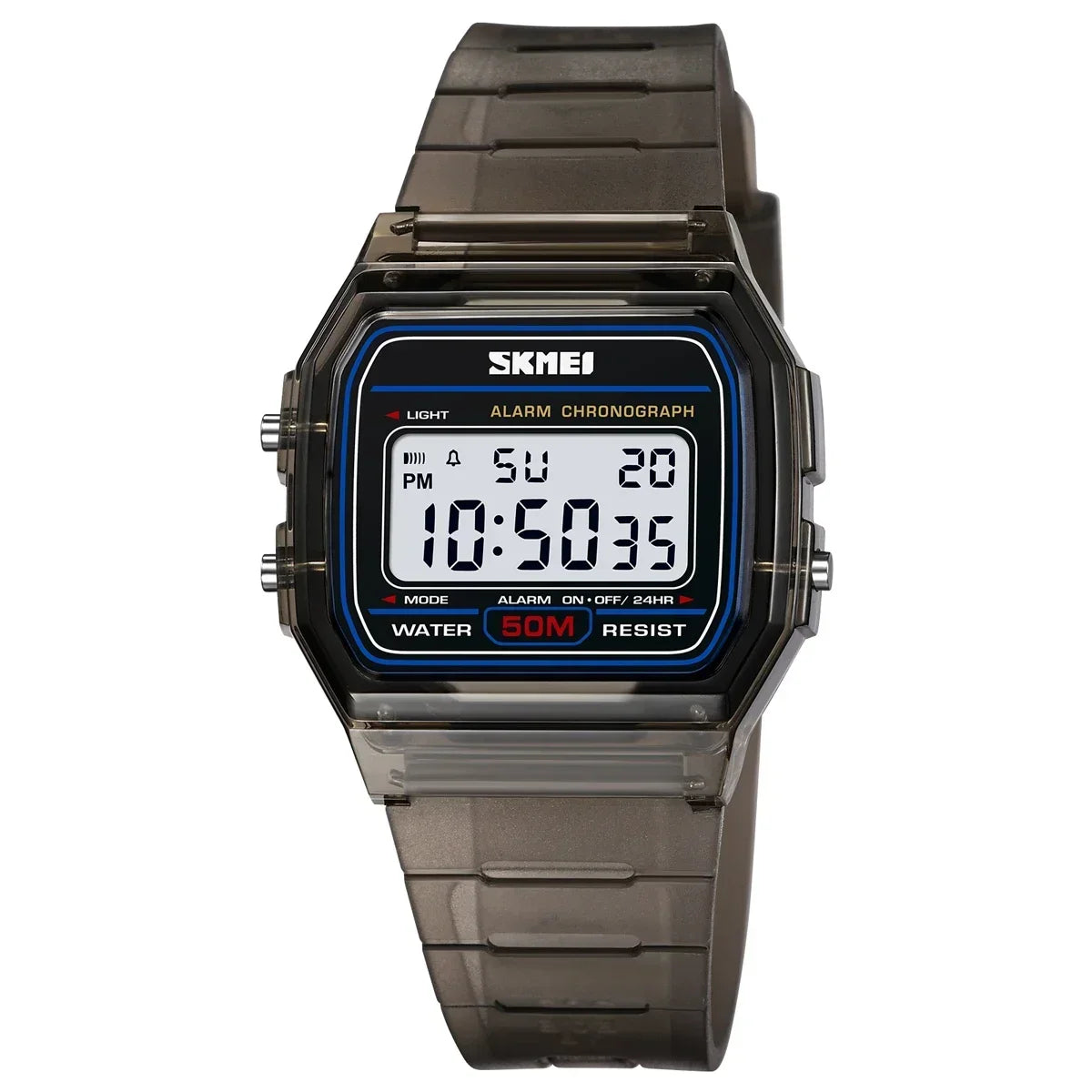 Digital countdown watch by SKMEI 2056, waterproof unisex accessory with date display, ideal for men and women.