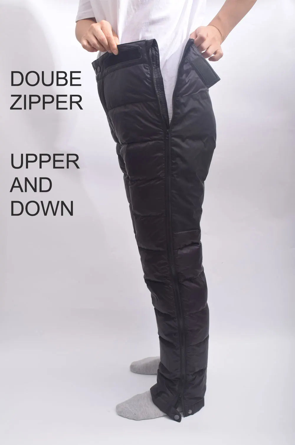 Lightweight hot pink down pants for men and women, designed for winter hiking warmth and comfort by Hot Trend Vault.