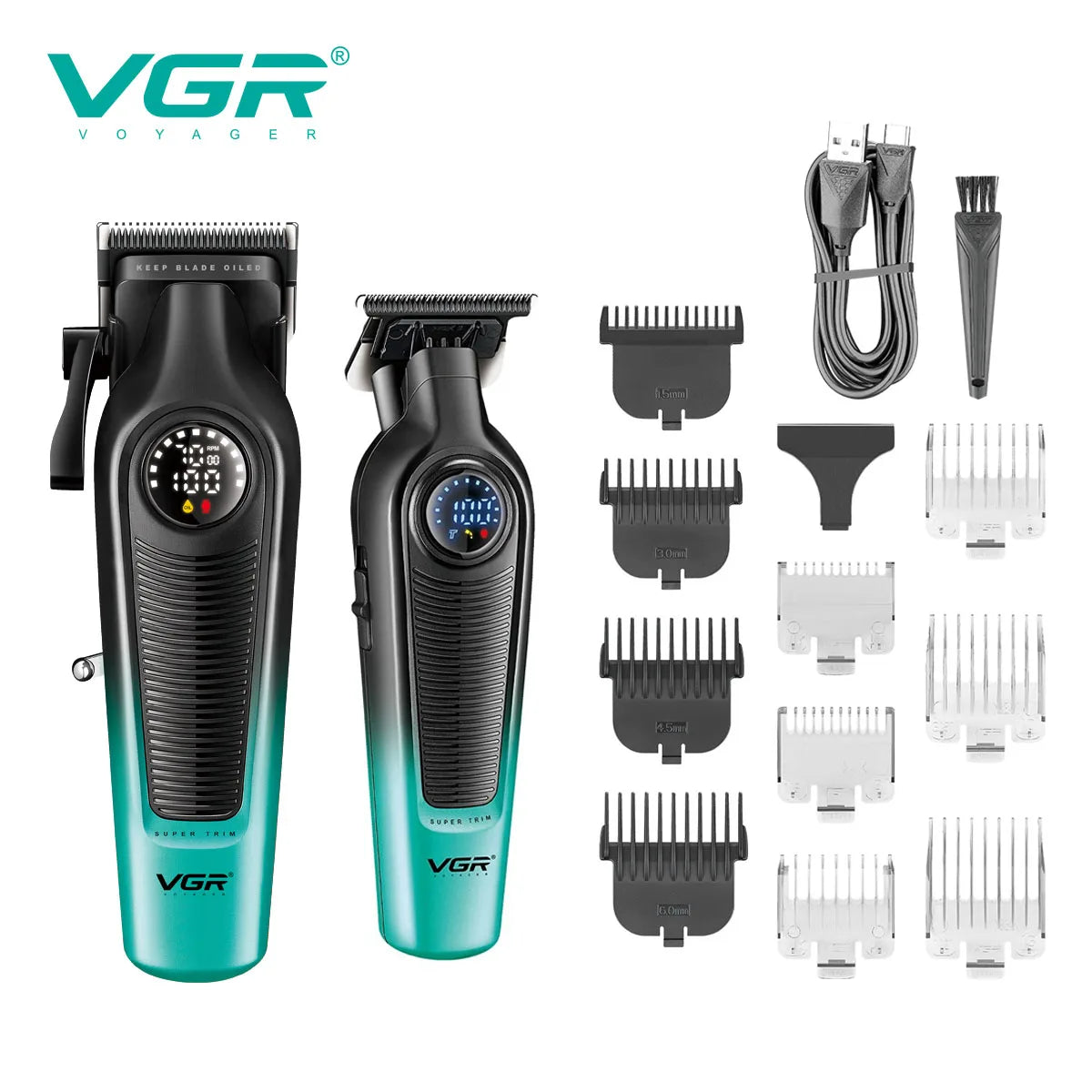 Hot Trend Vault VGRC cordless hair trimmer for men, professional barber clipper with LED display and 2000mAh battery.