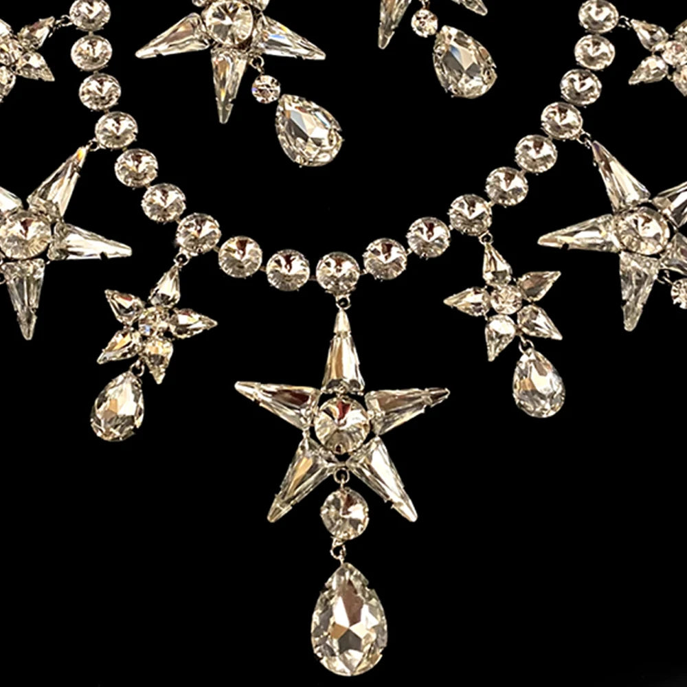 Stonefans Star Pendant Necklace Earrings Set Wholesale for Women Drag Queen Accessories Jewelry Set for Women Banquet Gift 2023