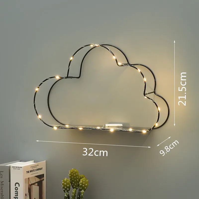 Ins Home Wall Decoration Cloud Shape Decor Shelf Potted Ornament Storage Holder Rack Girl Bedroom DIY Wall Art Display Storage