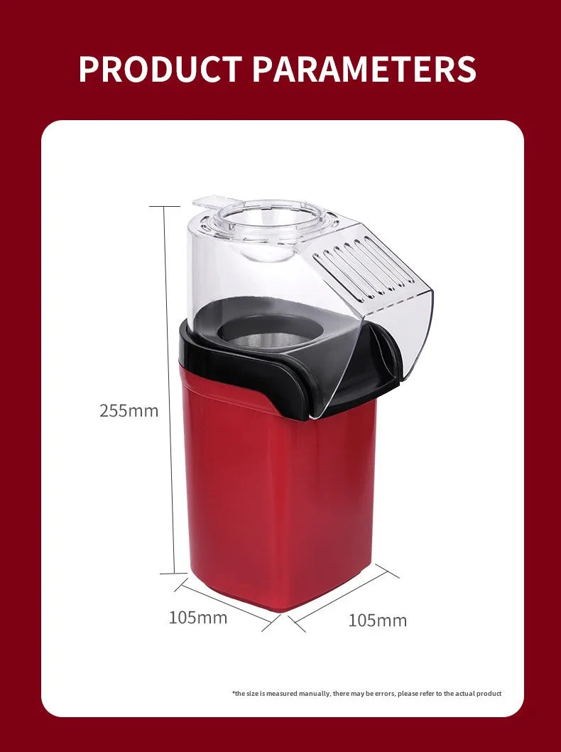 Hot Trend Vault hot air popcorn maker, portable and fully automatic, showing the compact device ready for oil-free popcorn popping.