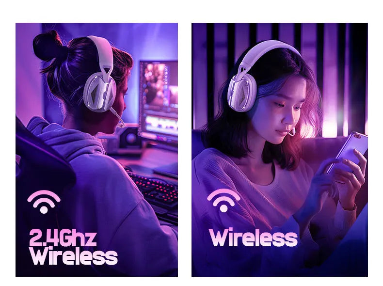 Picun G1 2.4GHz Gaming Wireless Headset 3D Surround Sound Spatial Audio ENC HD Mic Headphones for Gamer Lightweight PS5 PC Phone