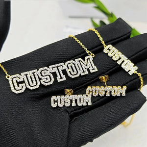 Personalized Name Kids Set Necklace Custom Letter Bracelet Stainless Steel Mini Earrings Gift for Kids