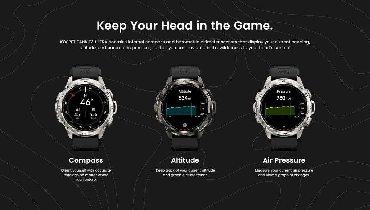 2024 NEW KOSPET TANK T3 Ultra GPS Smart Watches For Men Smartwatch Women Waterproof Electronic Fitness Digital Bluetooth Watches