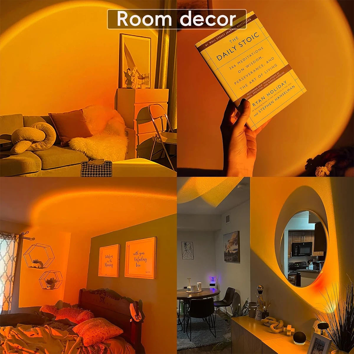 Sunset Light Lamp With Remote Control Lampu Rgb Usb Powered Led Projector Aesthetic Photo Background Rainbow Mood Lighting Night