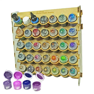 Wooden Paint storage rack 35-hole wall mount Paint Round Bottle Organizer Display Stand For Miniature Paint Set