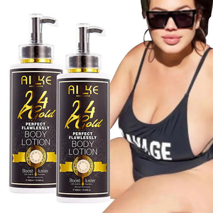 A close-up of the AILKE 24K Gold Collagen Whitening cream jar by Hot Trend Vault with gold accents and elegant packaging.