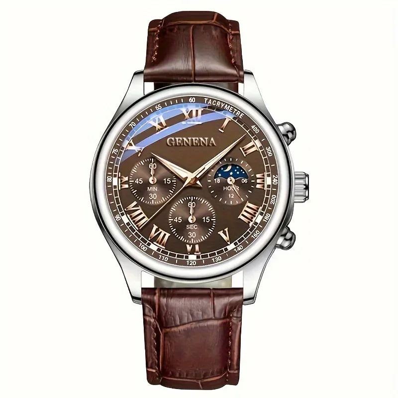 Hot Trend Vault men's leather strap watch with quartz analog movement, ideal for business and formal accessories.
