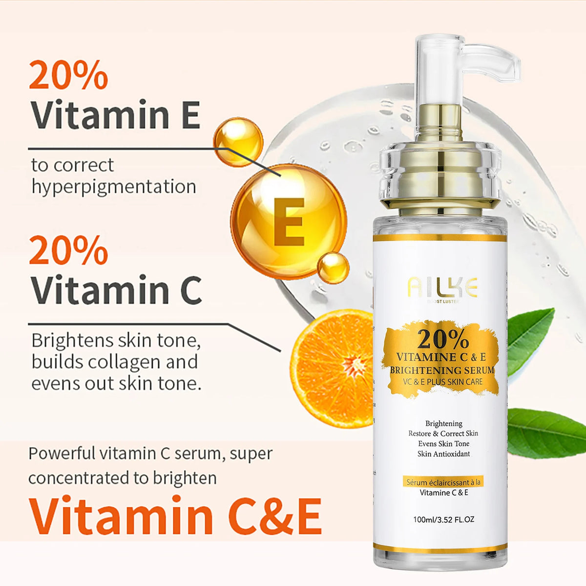 Unisex AILKE Whitening Skin Care Kit with Vitamin C for brightening, featuring skincare bottles and products from Hot Trend Vault.