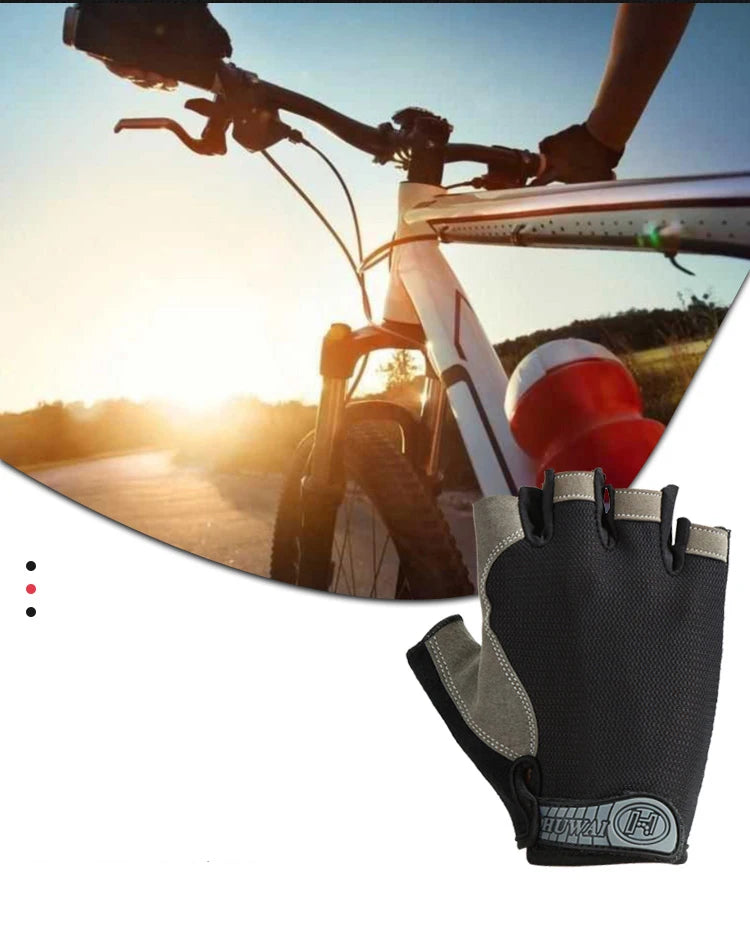Guantes de ciclismo sin dedos transpirables y antideslizantes para hombres y mujeres