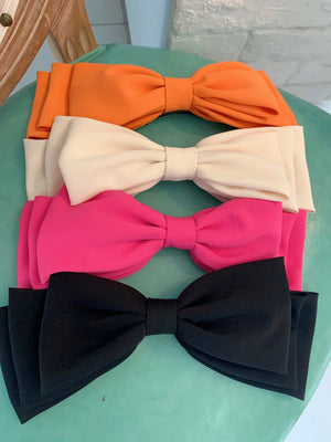 Multi-layer hair clip with pink and black bows, stylish Korean fashion accessory for women and girls by Hot Trend Vault
