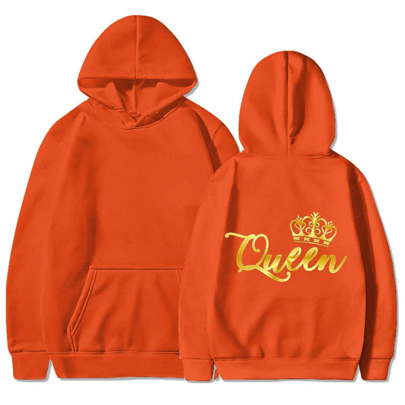 New King Queen Hoodies Pullover Unisex Couples Hooded Sweatshirt Harajuku Streetswear Long Sleeve Valentine's Day Hoodie