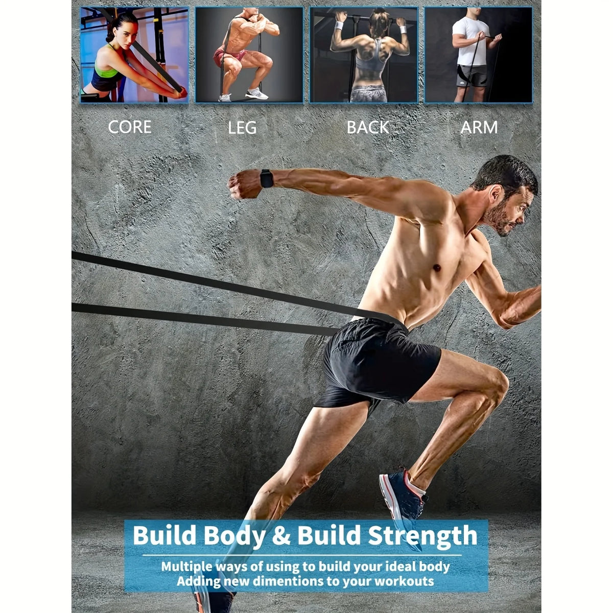 resistance Bands, Stackable TPE Resistance Bands for Strength Training, Fitness, Workout, Stretching, Home Gym and More