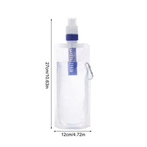 Hot Trend Vault foldable water bottle with built-in filter, ideal for outdoor activities and travel, shown in compact, foldable design.