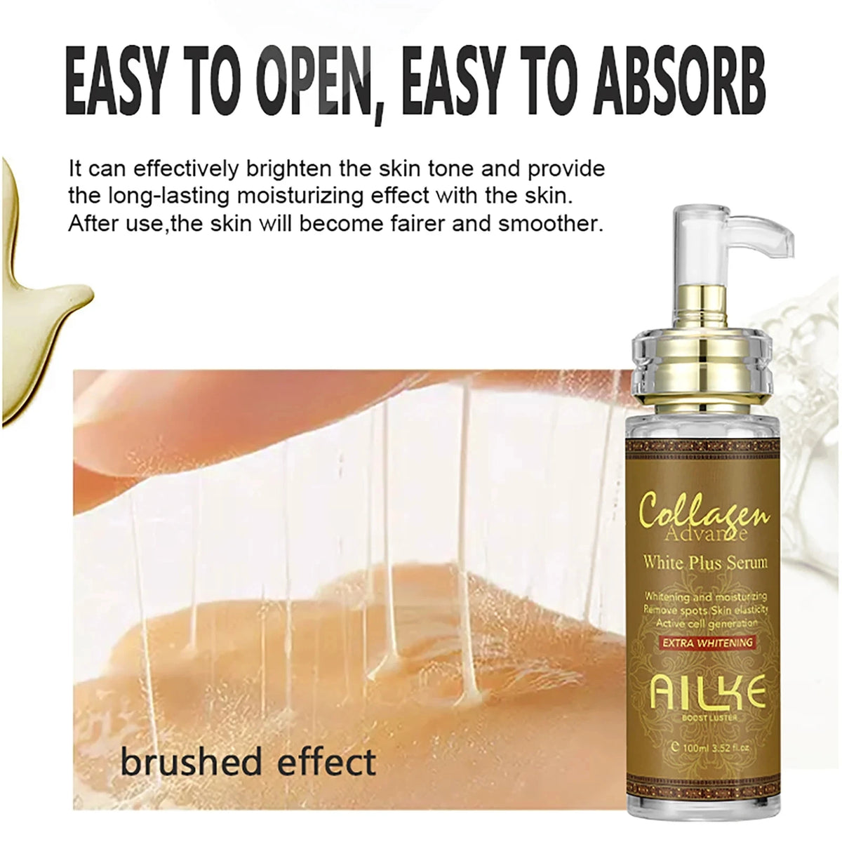 Unisex AILKE Collagen 5-in-1 skin care kit with bottles and jars for even tone and glowing skin, displayed on a neutral background.