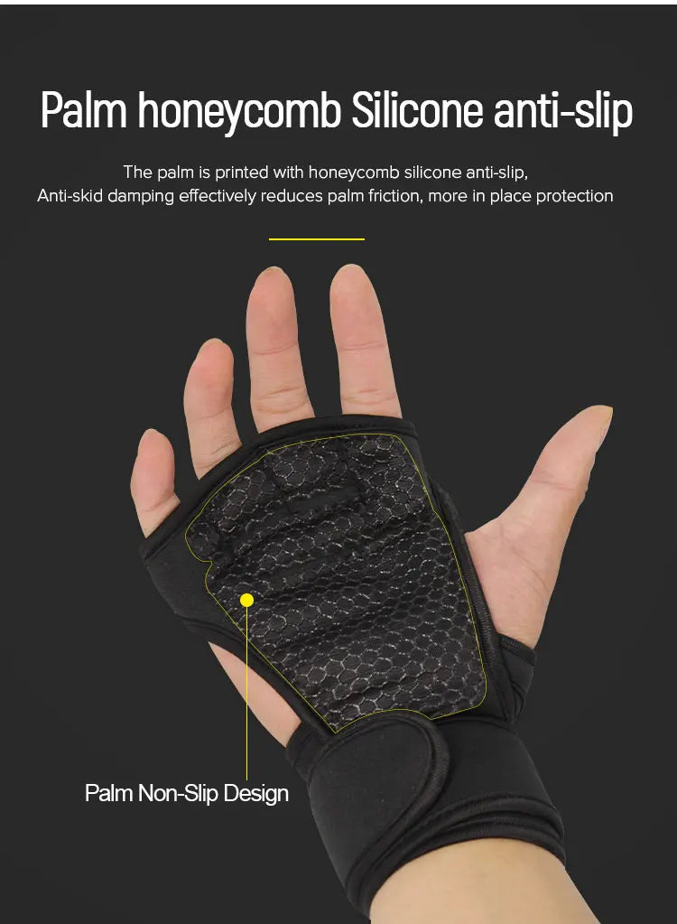 Guantes de gimnasio para entrenamiento para hombres y mujeres, protector de muñeca y palma para levantamiento de pesas