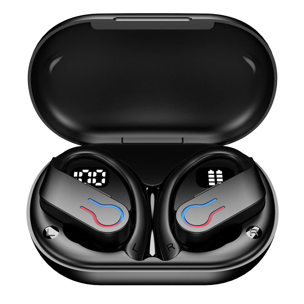 Bluetooth 5.3 Wireless Earbuds Sports Headphones with Earhooks Built-in Mic Earphones Waterproof Headphones Ear Buds for Sports