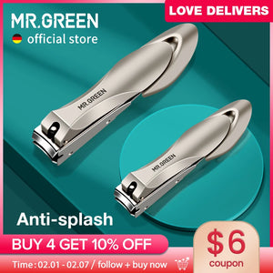 MR.GREEN Nail Clippers Stainless Steel Anti Splash Fingernail Cutter Manicure Tools Bionics Design Nail Trimmer Pedicure Scissor