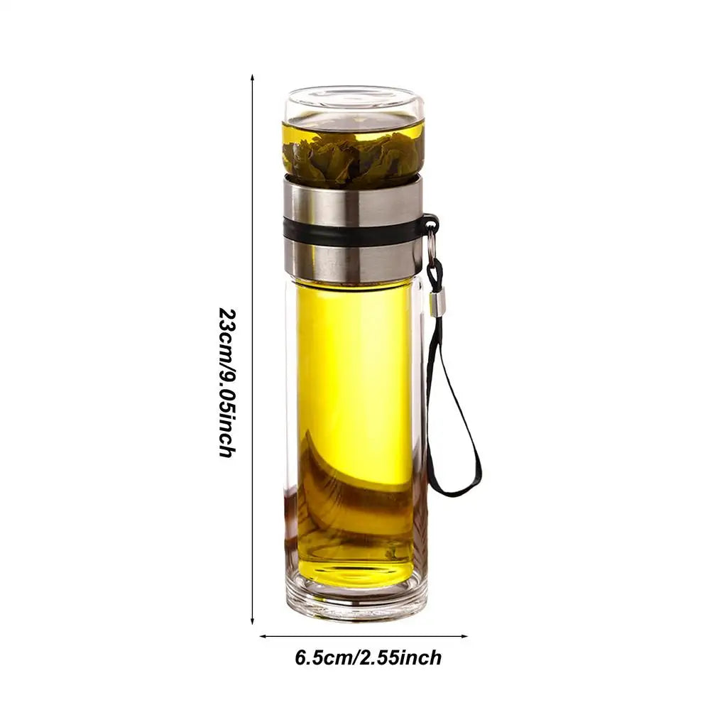 Tea Water Bottle High Borosilicate Glass Double Layer Tea Water Cup Infuser Tumbler Drinkware Water Bottle With Tea Filter