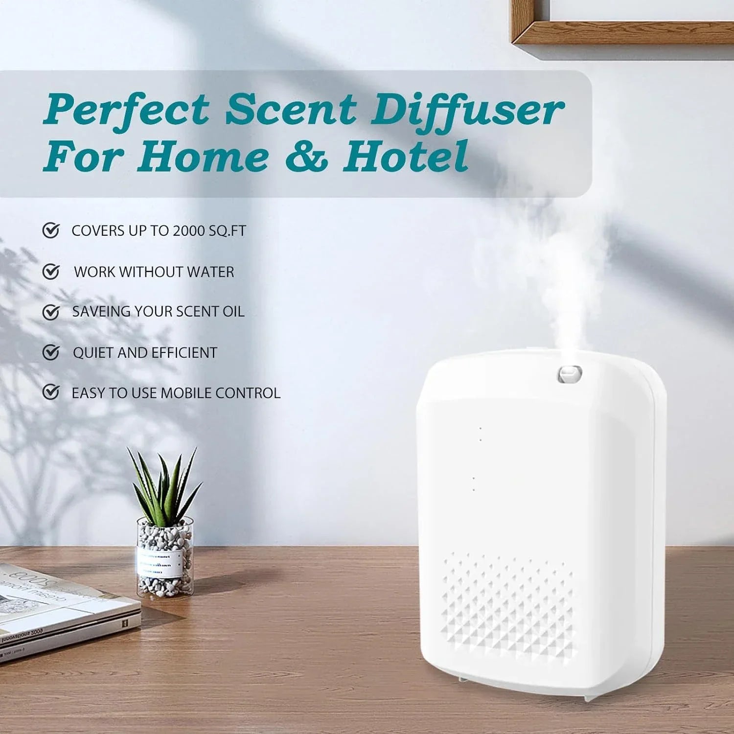 Hot Trend Vault LuxPerfume Essential Oil Diffuser 400ml wall-mounted hotel diffuser showing sleek design and adjustable mist vents.