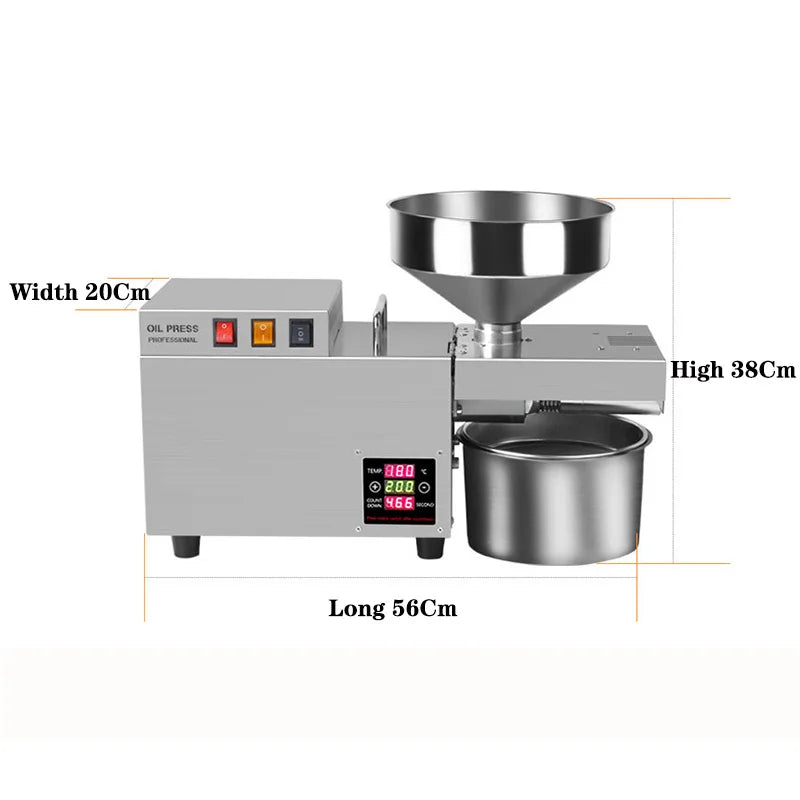 S9S Oil Press Stainless Steel Automatic Cold Press Oil Press Coconut Peanut Kernel Oil Press 110V/220V 1500W (Max)