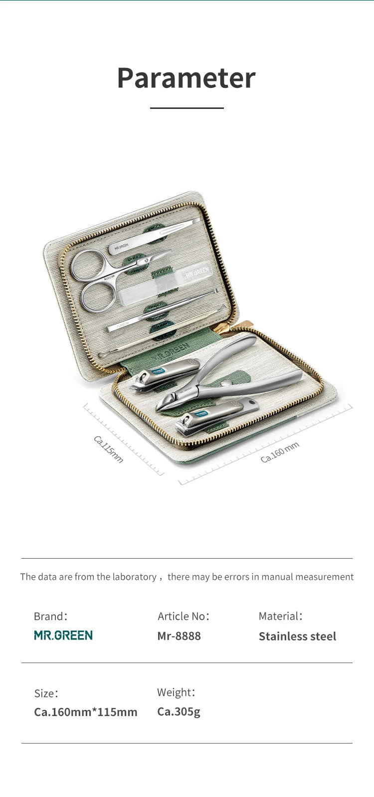 MR.GREEN Manicure Set Pedicure Sets Nail Clipper Stainless Steel Professional Nail Cutter Tools with Travel Case Kit