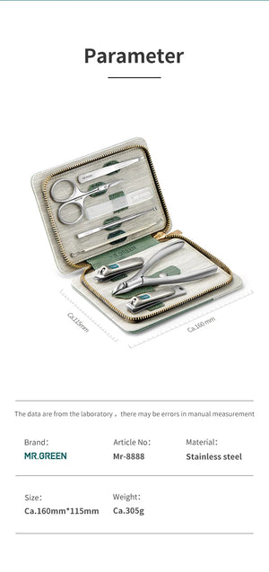 MR.GREEN Manicure Set Pedicure Sets Nail Clipper Stainless Steel Professional Nail Cutter Tools with Travel Case Kit