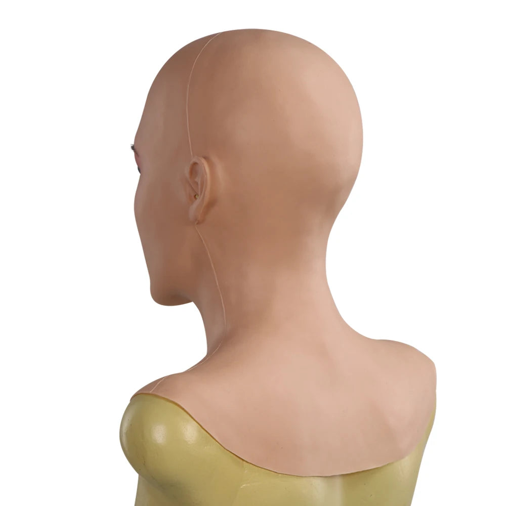 Realistic Silicone Mask With Neck Head Cover Makeup Crossdresser Cosplay Beauty Mask Collection Male to Female Full Head Mask
