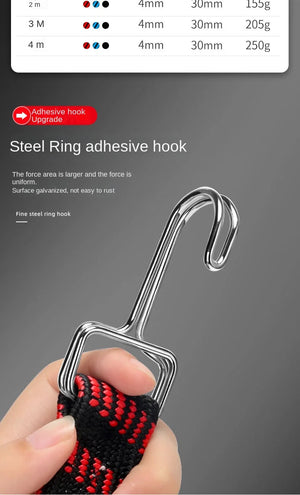 Heavy duty motorcycle bungee cord with hooks for luggage security, designed for riders by Hot Trend Vault.