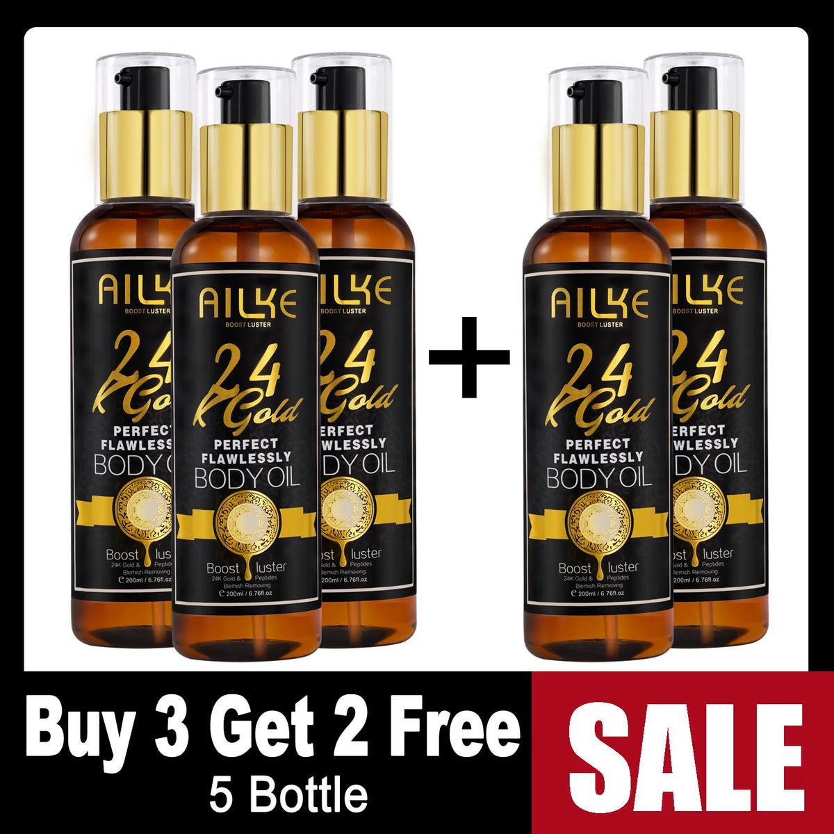 AILKE 24K Gold Collagen Whitening cream jar with gold accents, emphasizing luxury skincare for brightening and anti-aging.